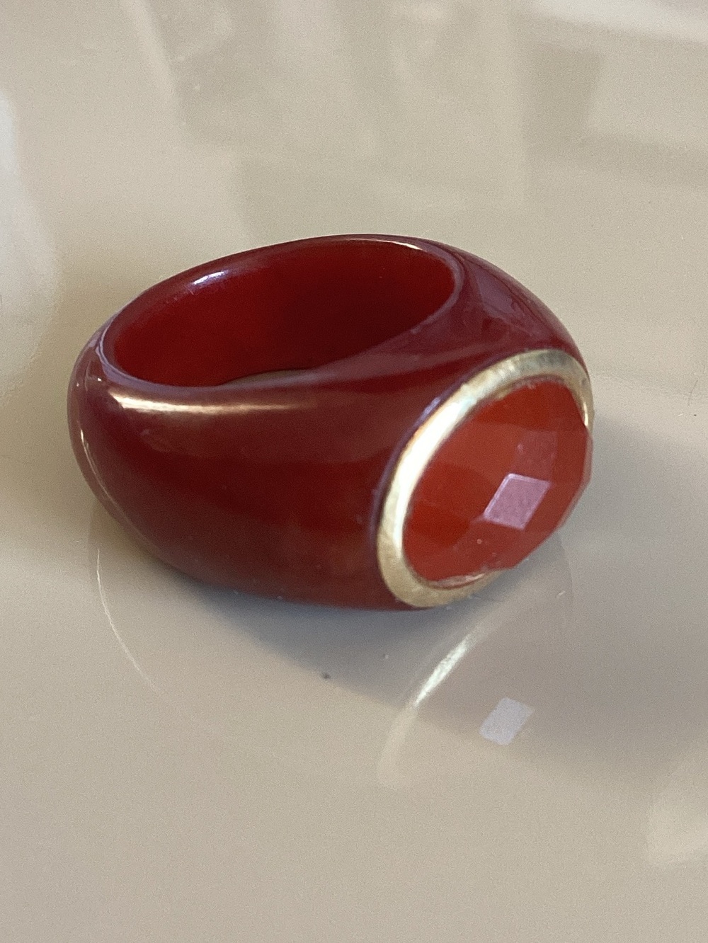 Red Jade14k ring